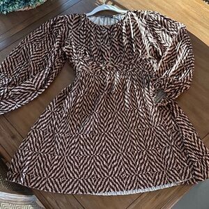 Zara Geometric Patterned Mini Dress - Black and Pink